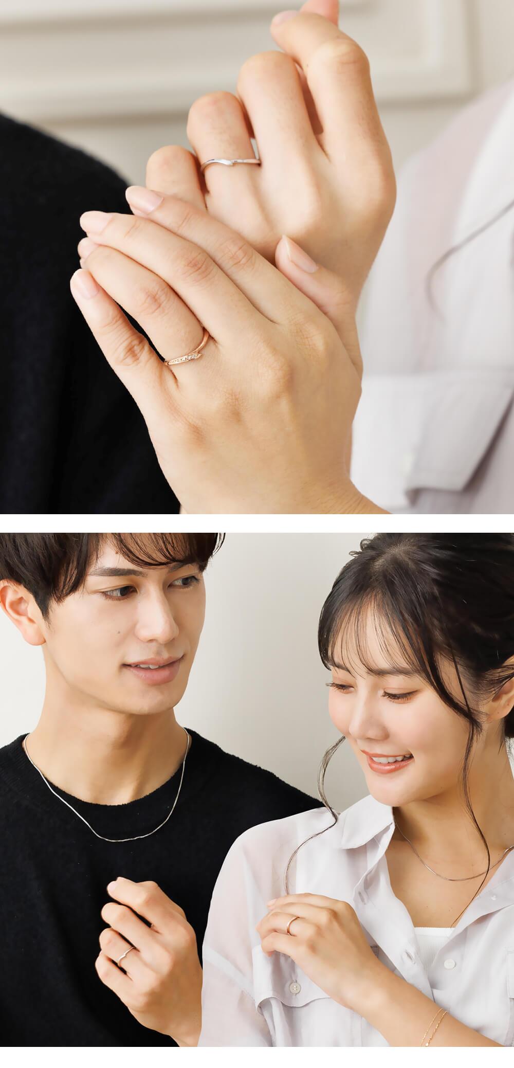 セミオーダー Lovers&Ring ペアリング 刻印無料 10金 18金 プラチナ ダイヤモンド 付き K10 K18 指輪 ペア リング お揃い レディース メンズ LSR0653DPK-WG ギフト 誕生日プレゼント カップル 2個セット 彼女 女性 彼氏 男性 妻 夫 プレゼント 記念日  結婚指輪 マリッジリング 人気  バースデー 秋アクセ　秋ジュエリー ご褒美ジュエリー 彼女 ギフト