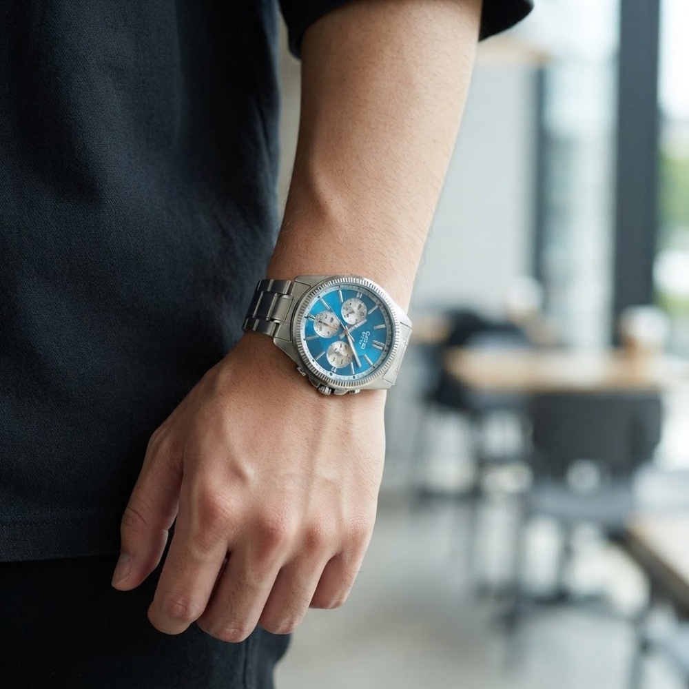箱なし カシオ 腕時計 メンズ CASIO ブルー マリンブルー アイスブルー シルバー メタル ステンレス 海外モデル 逆輸入 カレンダー 曜日 日付 24時間表示 ビジネス 仕事 就職祝い 誕生日 父の日 プレゼント ギフト 成人 卒業 入学