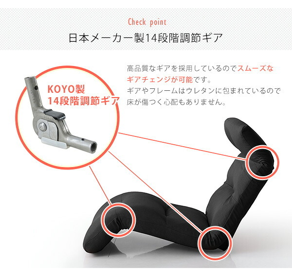 座椅子 日本製リクライニング 布地、レザー 14段階調節ギア、転倒防止機能付き | Moln-モルン- Down type インテリア リクライニング 折りたたみ式 イス チェア リクライニング座椅子 日本製リクライニング座椅子 家具 ウレタンフォーム