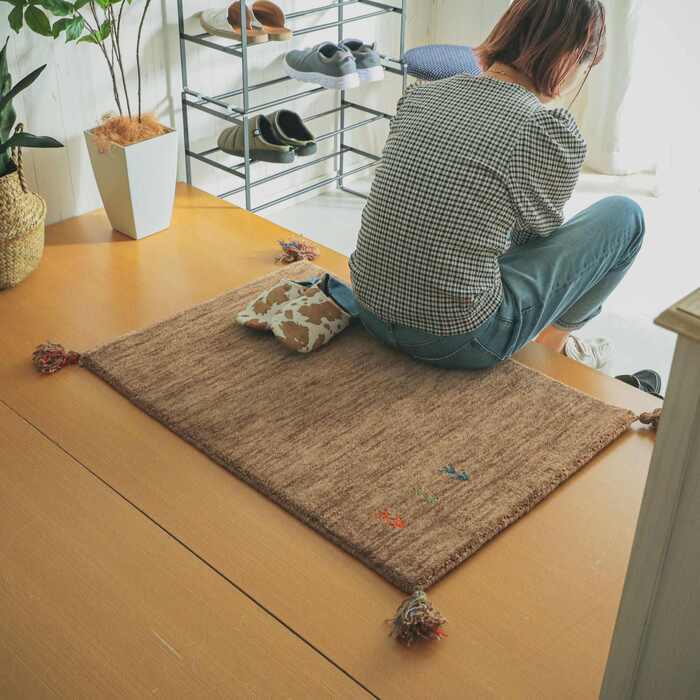 ラグ カーペット マット 玄関 玄関マット おしゃれ 40x60cm シンプルギャッベマット HOT対応 アヤカ 北欧 モダン シンプル デザイン かわいい かっこいい ギャッベ インド製 ホット 床暖 OK 送料無料 手織り 肌触り