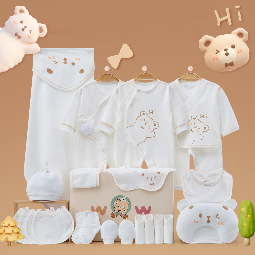 ベビーギフトセット 23点セット 出産祝い 新生児 オールシーズン 綿100％ 肌着 ベビー服 赤ちゃん スタイ おくるみ 帽子 ミトン ベビー用品 赤ちゃん 出産準備 男の子 女の子 プレゼント ギフトボックス 靴下ソックスベビー服ギフトセット 無農薬 詰め合わせ ギフト