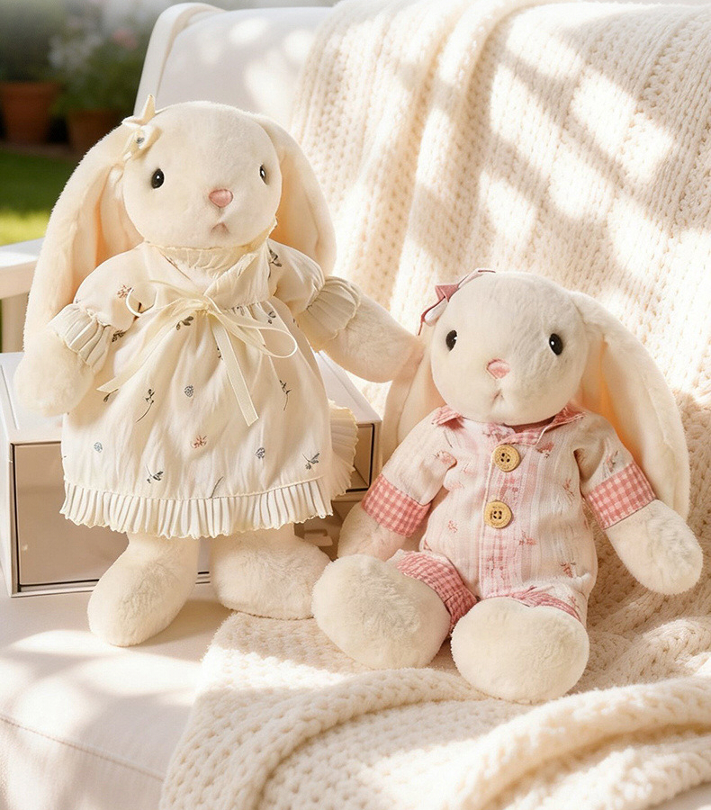 うさぎ ぬいぐるみ ロングイヤー 着せ替え風 ドレス パジャマ ふわふわ アニマル 人形 かわいい インテリア おもちゃ 子供 女の子 誕生日 プレゼント ギフト
