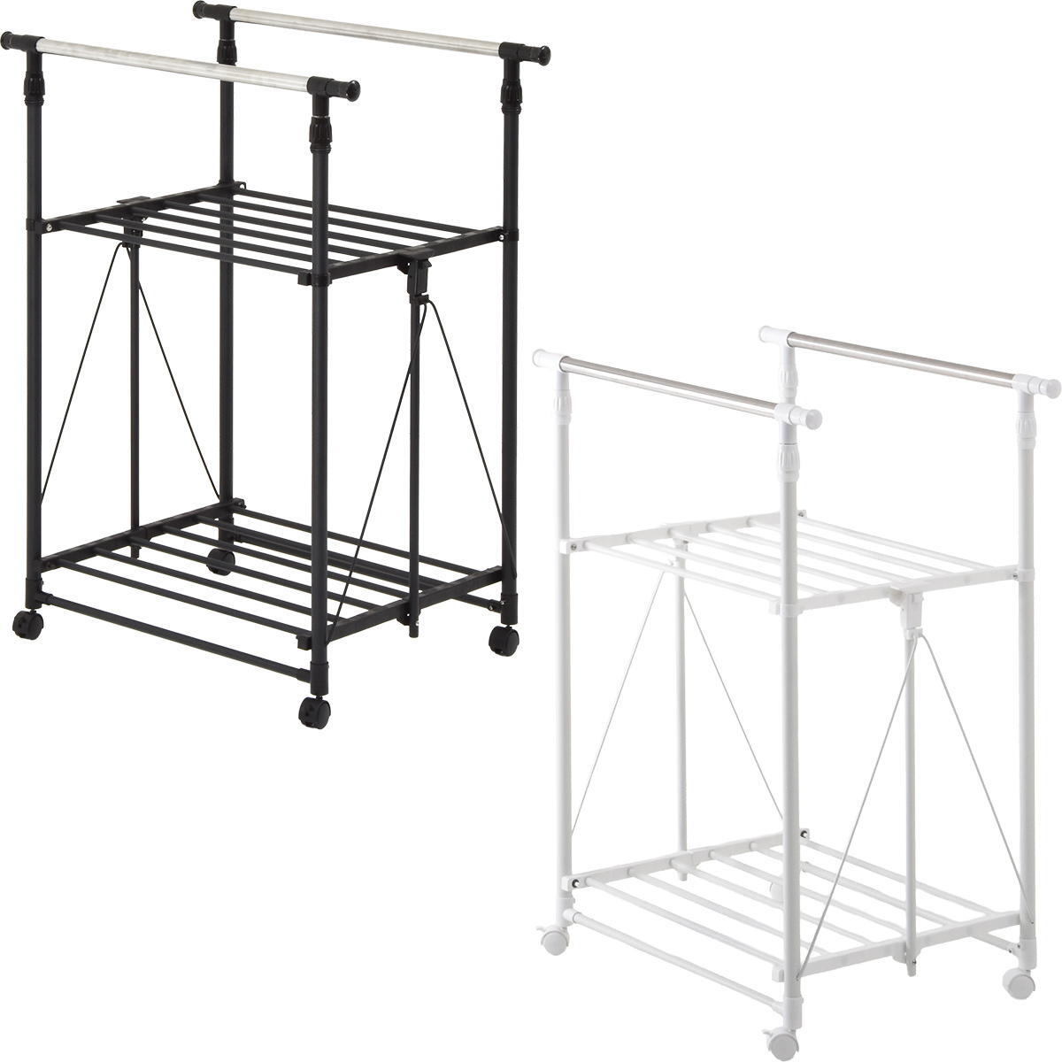 ワンタッチ収納洗濯物干しラック　ワイド ONLR0437 ランドリーラック 幅121cm 奥行55cm 高さ169cm ランドリー収納 室内干し ワンタッチ収納 折りたたみ シンプルデザイン コンパクト 梅雨対策 物干しラック ステンレス 部屋干し 洗濯動線