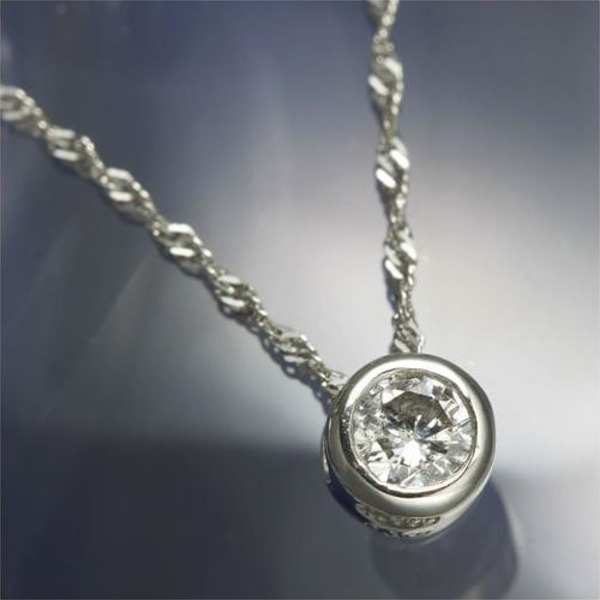 プラチナ Pt900 ダイヤモンド ペンダント ネックレス 0.1ct フクリン留め 一粒ダイヤ 鑑別カード付 シンプル アクセサリー レディース スキンジュエリー ギフト プレゼント