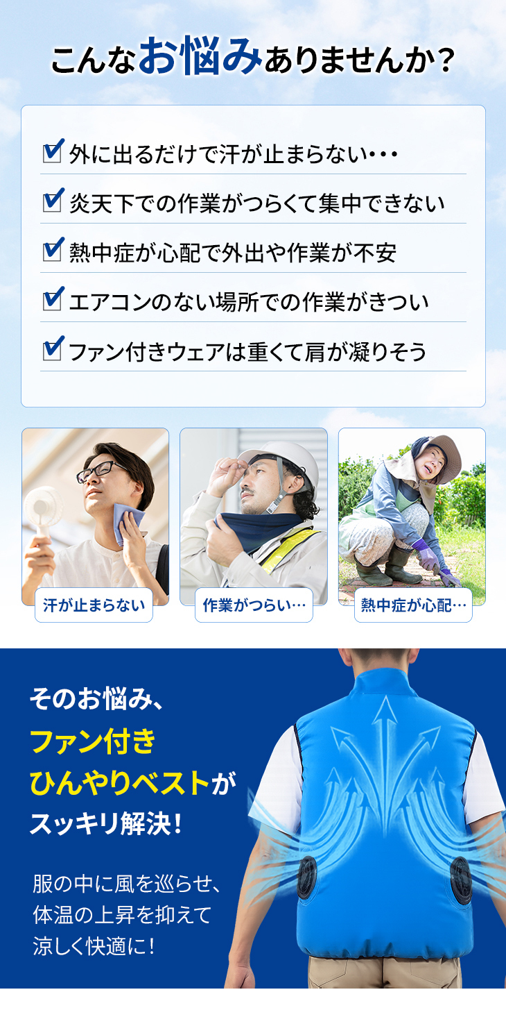 ファミラ クールファンベスト ACアダプター バッテリー付き ファン付きベスト ファン付きウェア 熱中症対策 着る扇風機 ガーデニングウェア 農作業 充電式 軽量 暑さ対策 男女兼用 洗濯可能