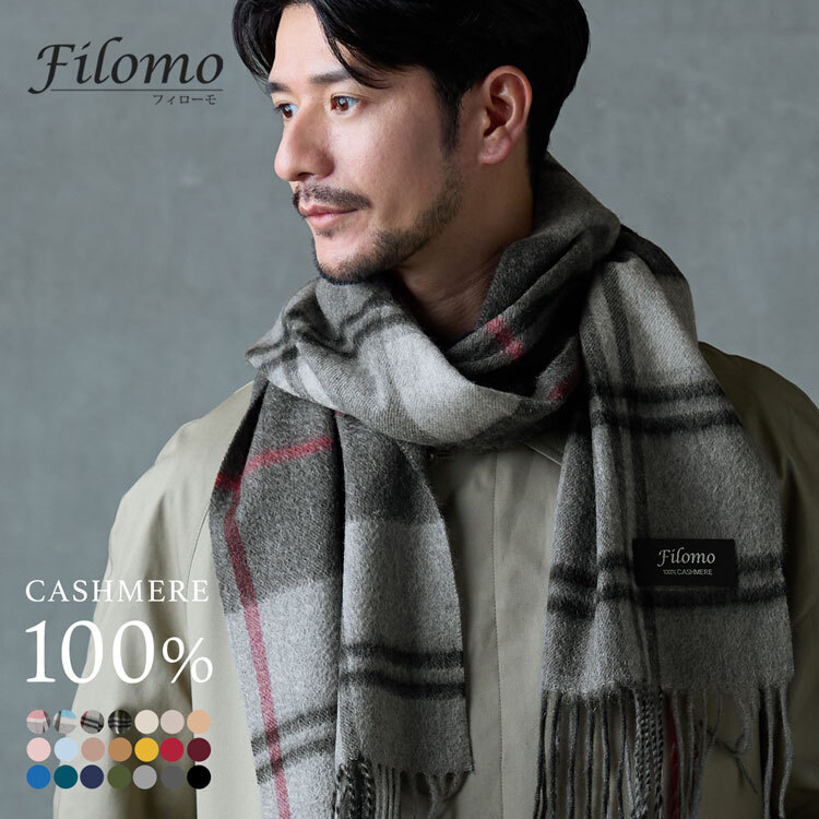 ＜刺繍納期注意＞カシミヤ マフラー メンズ カシミヤ100％ チェック 無地 メンズマフラー カシミヤマフラー 【ネコポスで送料無料】 【名入れ刺繍可能】 カシミア スーツ ビジネス 秋 冬 40代 50代 通勤 贈り物 高校生 誕生日 (02000014-mens-1r)