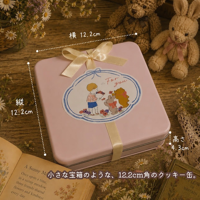 クッキー缶/きみと季節のとなりに「花束」(クッキー クッキー缶 メッセージ 洋菓子 お菓子 スイーツ 焼き菓子 誕生日 記念日 お祝い 内祝い 結婚 出産 送別 入学 卒業 バースデー プレゼント ギフト 贈り物 手土産 かわいい 可愛い おしゃれ 動物 バレンタイン ホワイトデー 門出 くま うさぎ 詰め合わせ 退職 引っ越し 母の日 友達 孫 子供 女性 彼女 妻 母 娘 甥っ子 姪っ子) 