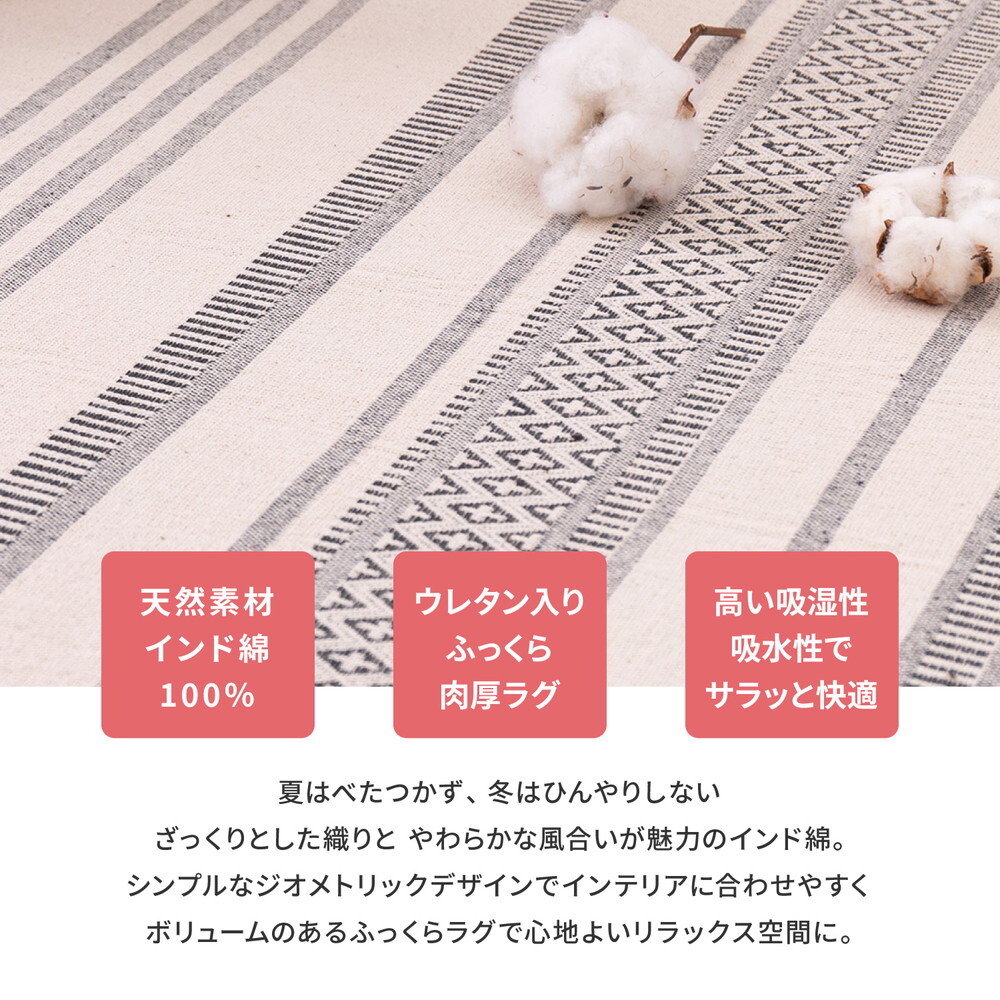 ラグ カーペット インド綿 テラ 約63×170cm ふっくら 厚手 防音 ボンディング マット