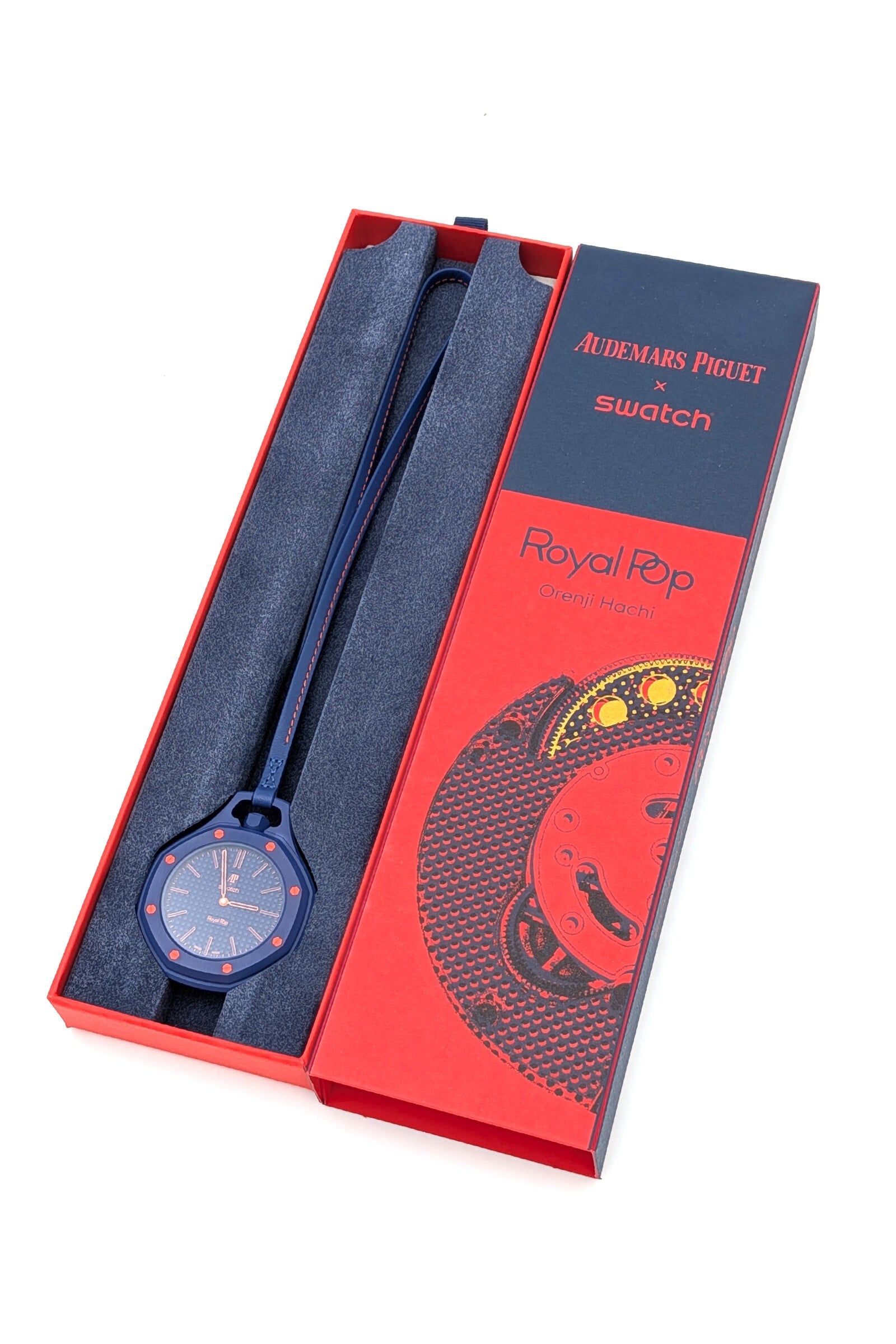 SWATCH × AUDEMARS PIGUET Royal Pop ORENJI HACHI SSX03L103N ポケットウォッチ 手巻き 機械式 BIOCERAMIC 時計 ギフト オーデマピゲ スウォッチ 腕時計