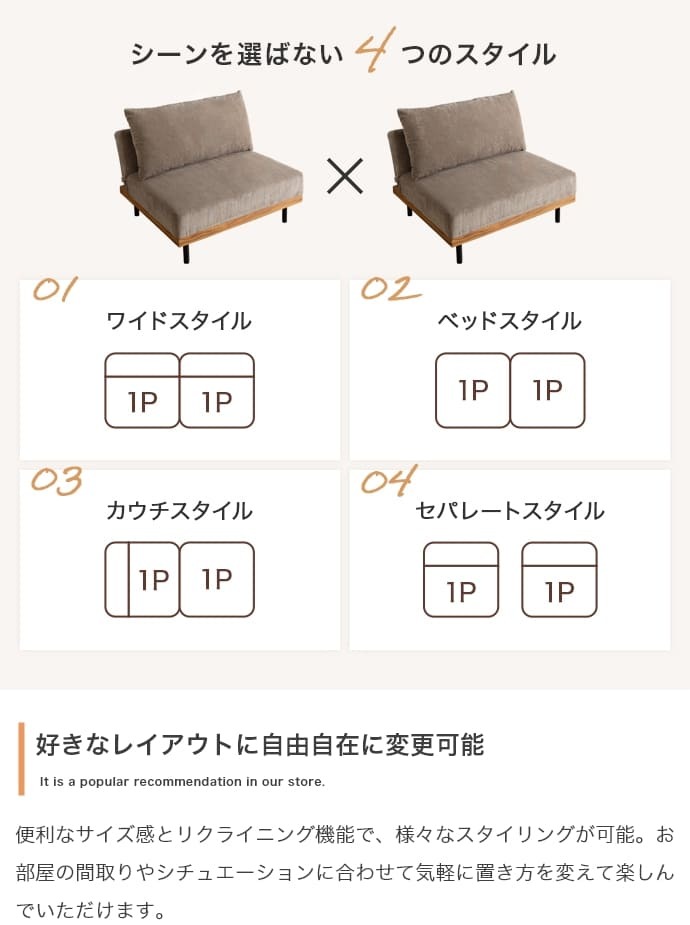 ソファ リクライニング ロー フロア クッション カウチ セパレート 脚付き コンパクト 省スペース 2脚 セット 幅180 一人暮らし 1人 二人暮らし 2人 ワンルーム リビング 兼用 簡易 寝れる くつろぎ Ridley リドリー コーデュロイ