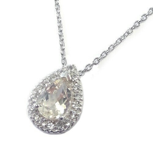 モルガナイトネックレスペンダント・CZ取り巻き 0.78ct しずく型 14234 