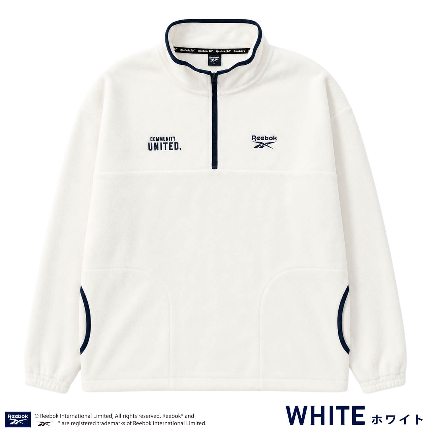 Reebok リーボック フリース プルオーバー メンズ レディース トレーナー 長袖  裏起毛 ハーフジップ 軽量 ワンポイントロゴ 刺繍   ブランド ゆったり ユニセックス 春 秋 冬 M L LL 黒 白 紺 2026fw karlas