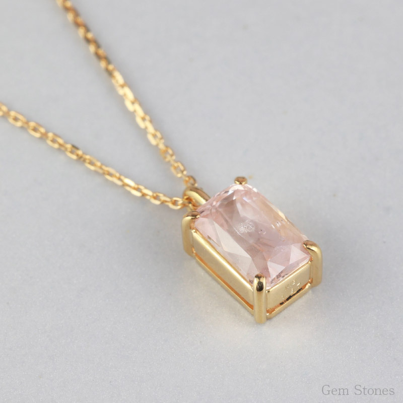  非加熱 ピーチサファイア　1.87ct ネックレス ペンダント 18金 K18 シンプル 一粒 一石 女性 プレゼント ギフト 誕生石 サファイア ピンク サファイアネックレス Drops