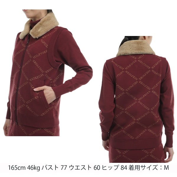 トミーヒルフィガー ゴルフ レディース ベスト モノグラムジャカード ファートリム ニットベスト TOMMY HILFIGER GOLF THLA487 秋冬モデル お誕生日祝い お祝い 記念品 30代 40代 50代 60代 母の日 お母さん 還暦祝い 敬老の日 彼女 人気プレゼント プレゼント