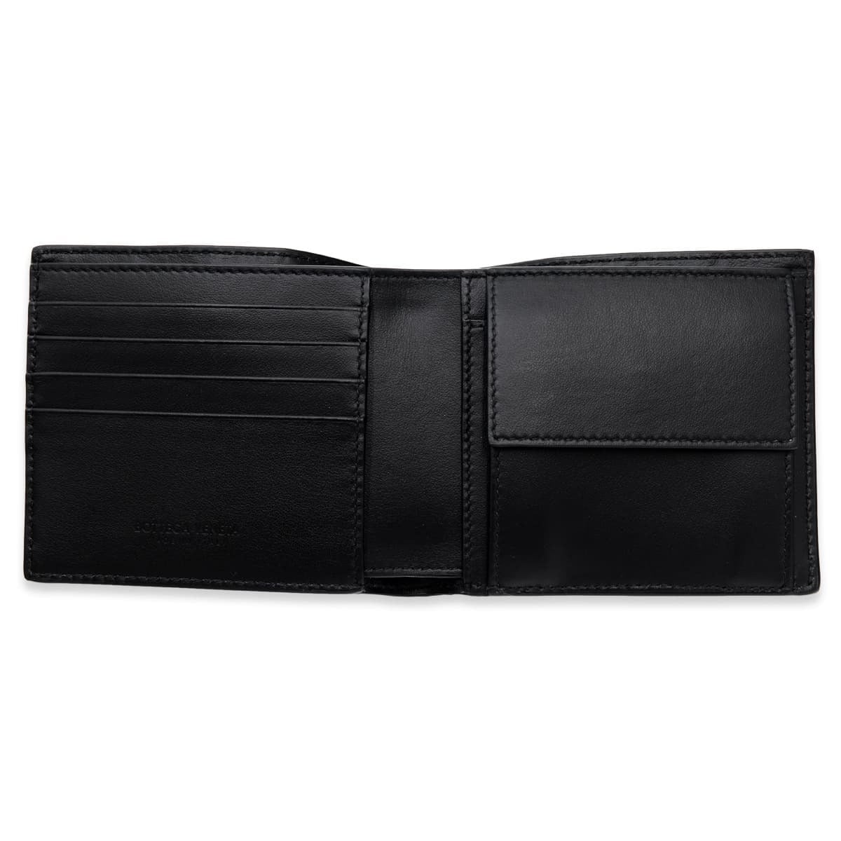 ボッテガヴェネタ BOTTEGA VENETA 二つ折り財布 メンズ レディース イントレチャート 本革 レザー ブラック 黒 小銭入れ付き カード4枚 札入れ コンパクト財布 749412 V3US1 8803