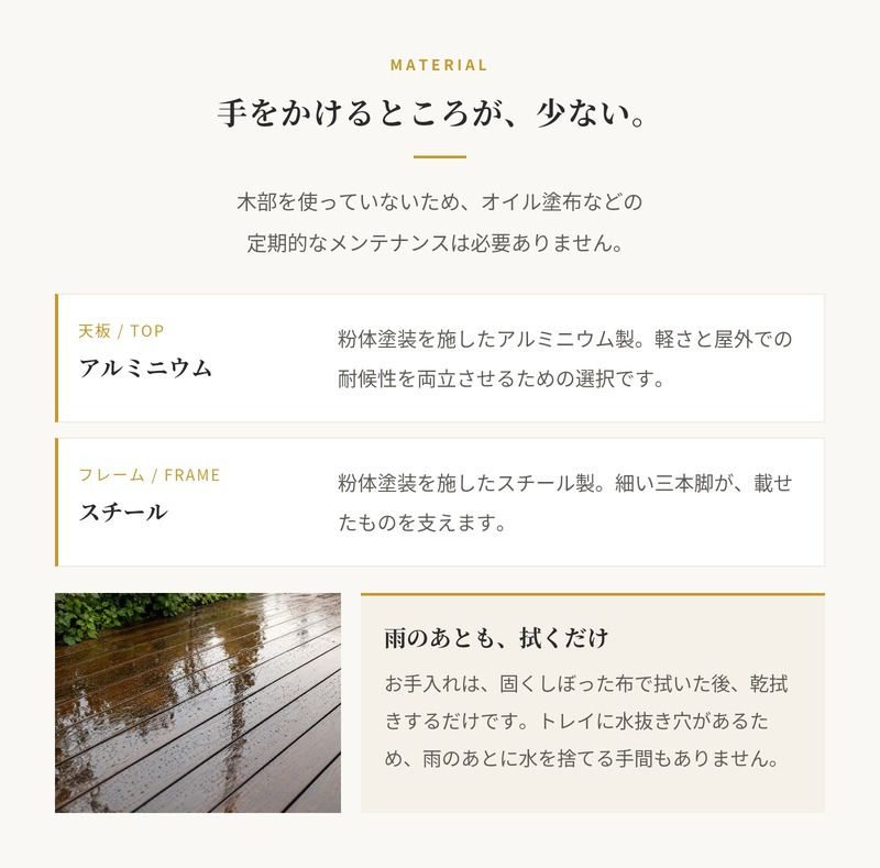 サイドテーブル 屋外 ガーデンテーブル 丸 円形 軽量 おしゃれ デザイナーズ HOUE ホウエ アイレット トレイテーブル 45cm トレイ アルミ デンマークデザイン 北欧 ガーデンファニチャー 屋外用 テラス ベランダ ウッドデッキ 雨ざらし
