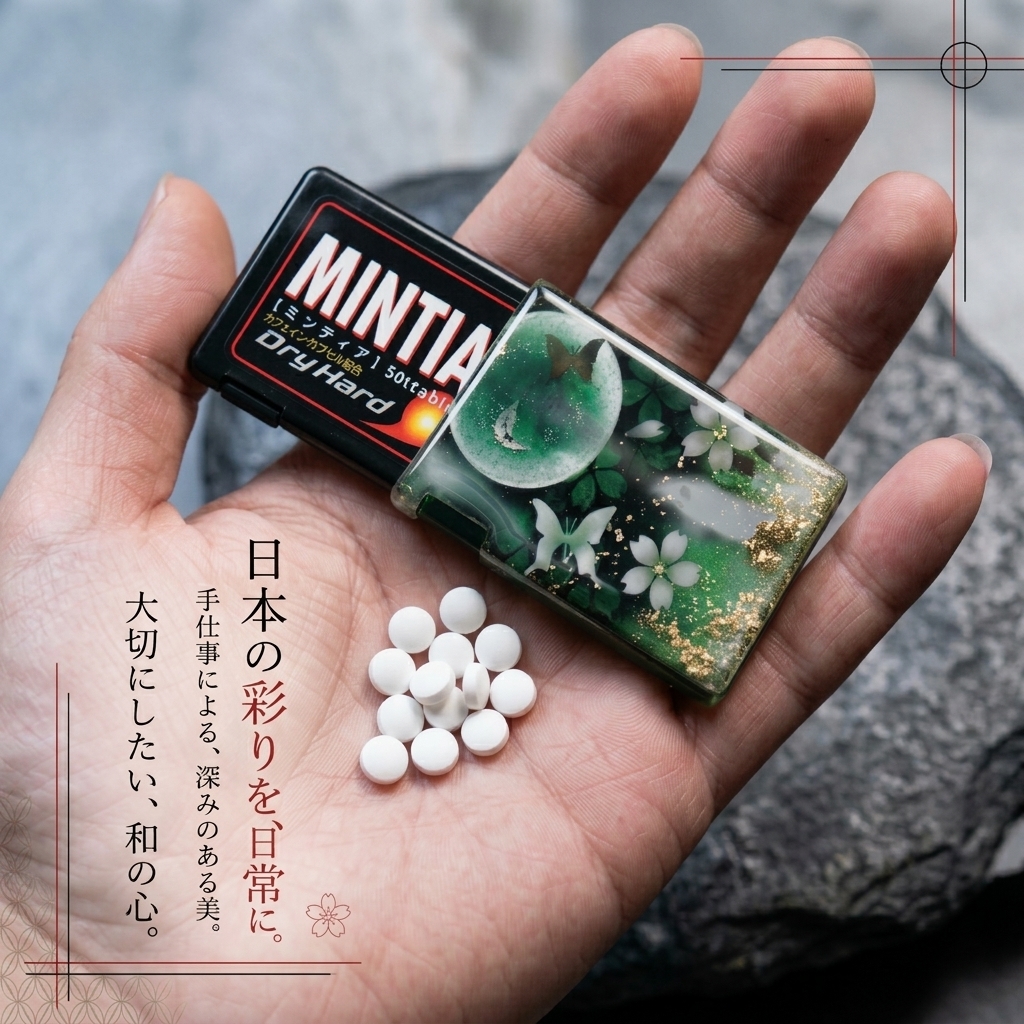 ミンティアケース『手』　名入れ 職人 手作り ハンドメイド 送料無料 伝統工芸 立体樹脂 金彩 桜 和モダン 和柄 和風 和雑貨 和小物 ギフト プレゼント フリスク