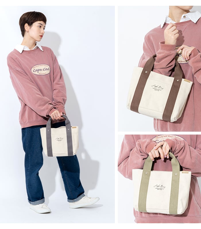 APPLEBAG アップルバッグ ミニトートバッグ レディース ミニバッグ ランチバッグ 3つ仕切り 帆布 キャンバス ママバッグ マザーズバッグ 整理整頓 通勤 通学 おしゃれ かわいい 母の日 ギフト ラッピング