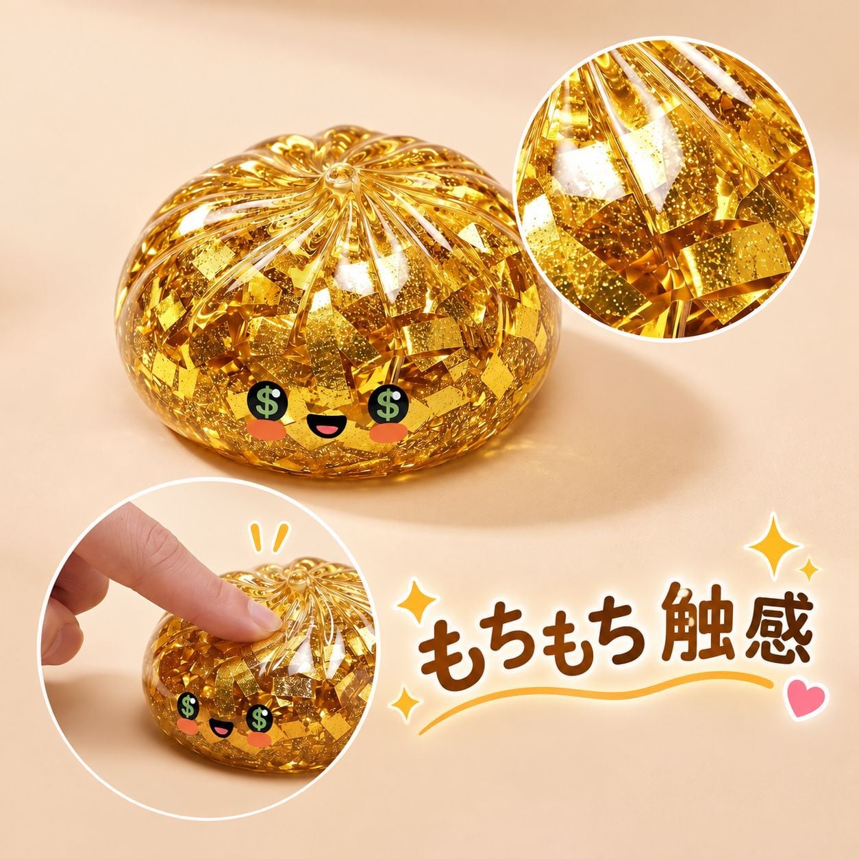 SNSでバズり中！新作 スクイーズ 金色肉まん 肉まん もちもち ぷにぷに キラキラ ゴールド 蒸籠付き SNSで話題 SNS映え 動画映え 感触玩具 ストレス解消 癒しグッズ おもしろ雑貨 子供 大人 プレゼント