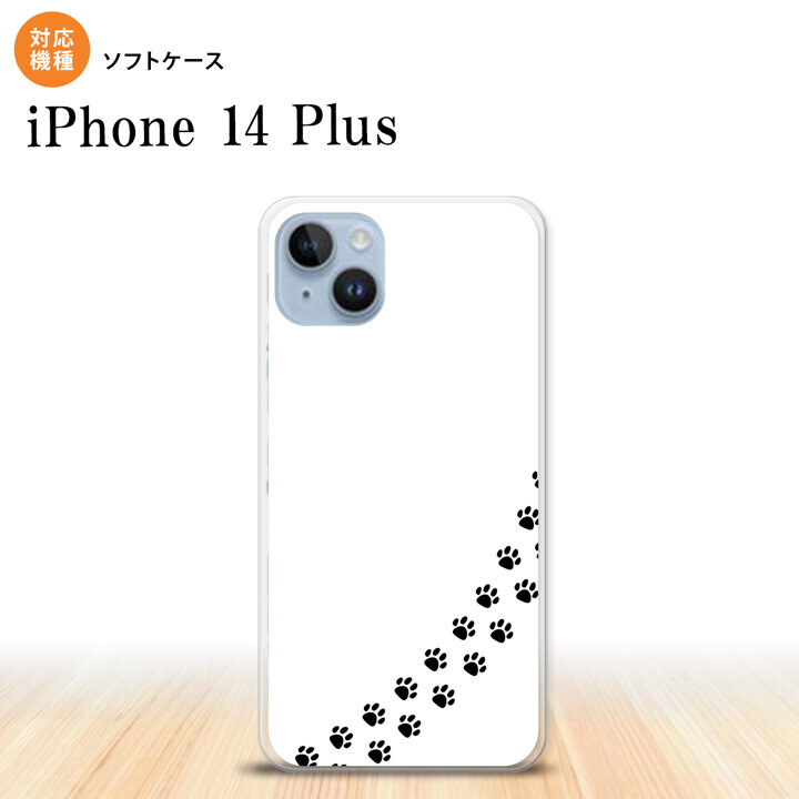 iPhone14 plsu iPhone14 plsu スマホケース 背面ケースソフトケース 猫 足跡 白 黒 2022年 10月発売 nk-i14pl-tp424