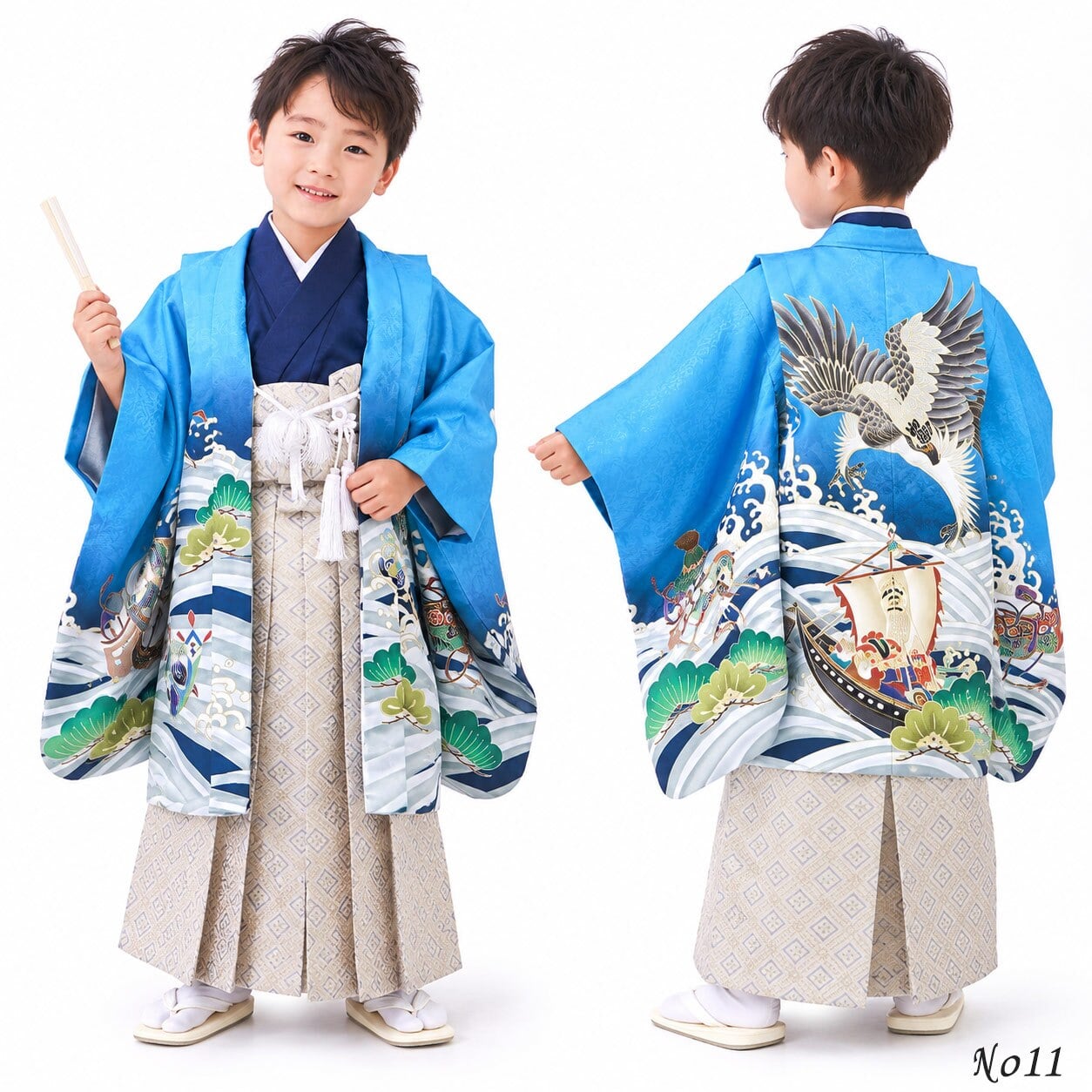 七五三 着物 男の子 5歳 袴 PO-120 購入 販売 鷹兜松 鷹 兜 男児 753 羽織袴 羽織 袴セット 男の子袴 セット 和装 レトロ 龍 子供 五歳 5才 お正月 ボーイズ