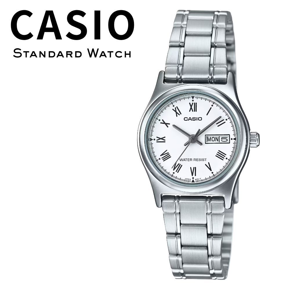 箱なし カシオ 腕時計 レディース CASIO ホワイト シルバー ローマ数字 曜日 日付 カレンダー メタルベルト シンプル 仕事 通勤 海外モデル 逆輸入 プレゼント ギフト 成人 卒業 入学