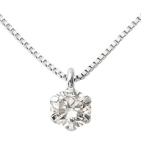 ダイヤモンド ネックレス 一粒 プラチナ Pt900 0.1ct 6本爪 シンプル ペンダント レディース アクセサリー ジュエリー 鑑定カード付き ギフト プレゼント 誕生日 記念日