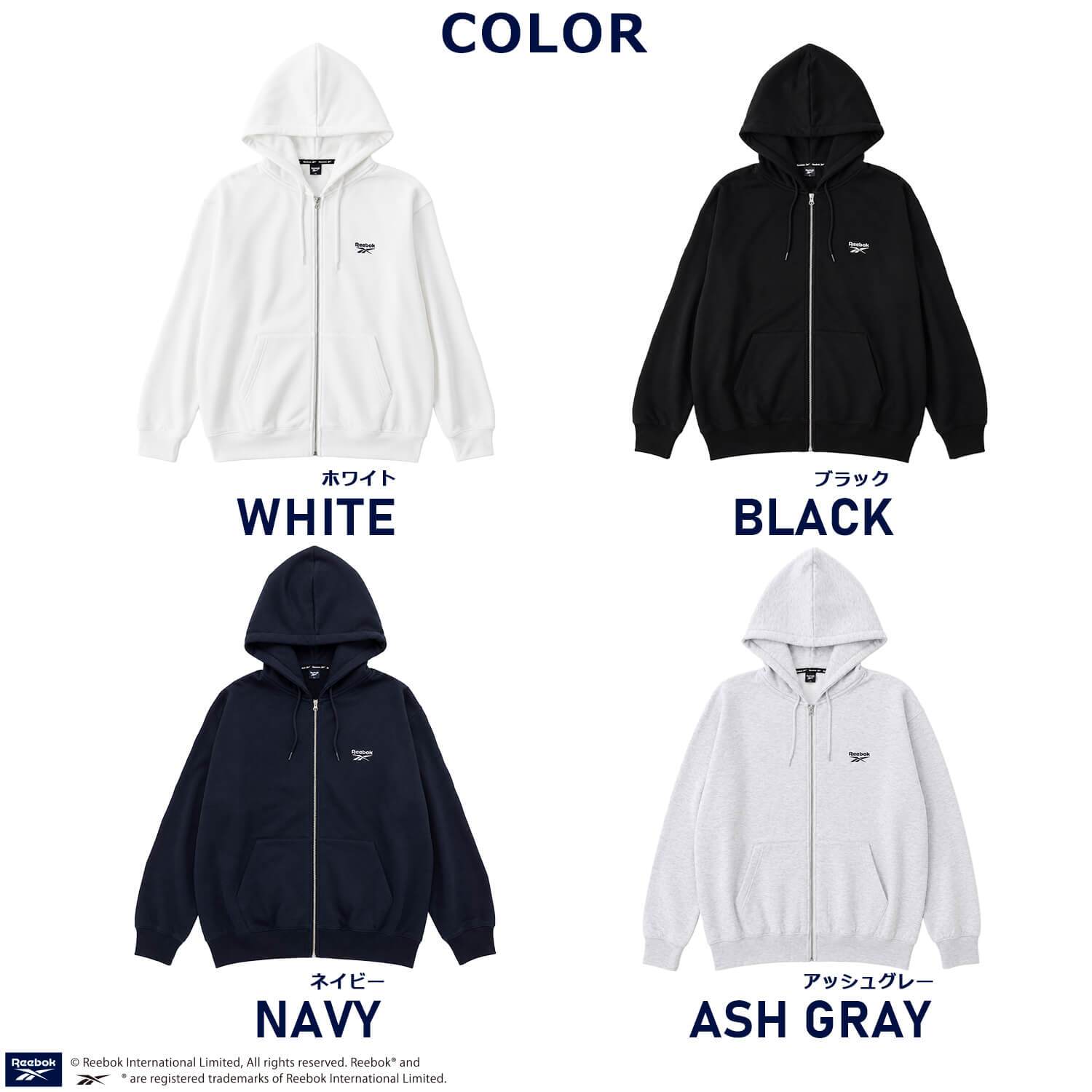 Reebok リーボック ジップパーカー レディース メンズ rm-6105 スウェットパーカー フルジップ 長袖 フーディー 裏起毛 暖かい ロゴ 刺繍 ビッグシルエット オーバーサイズ 羽織り スポーティ カジュアル M L LL 2026FW Karlas 別注