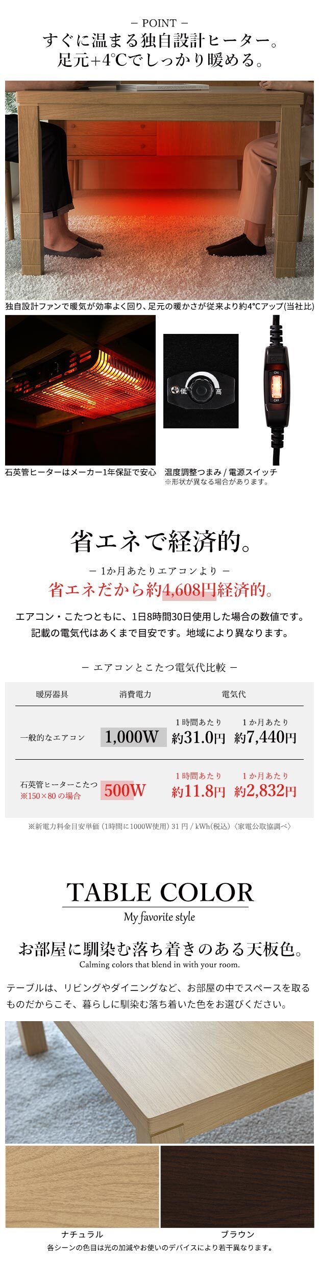 パワフルヒーター6段階に高さ調節できるダイニングこたつ〔スクット〕 150x90cm 6点セット(こたつ本体+専用省スペースこたつ布団+肘付き回転椅子4脚)SAI 彩 長方形 ダイニングテーブル 掛け布団 ファン付き 高さ調節 継ぎ脚 イス おしゃれ