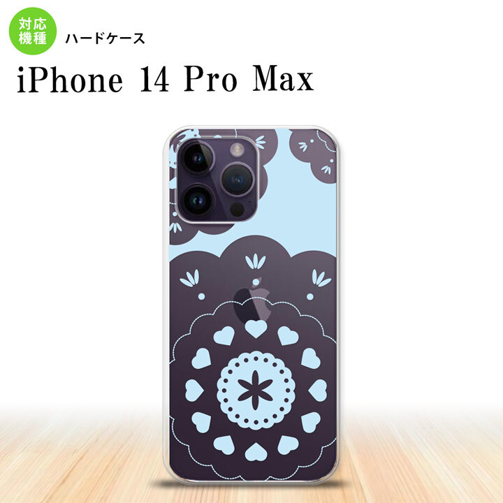 iPhone14 ProMax iPhone14 Pro Max スマホケース 背面ケース ハードケース レース クリア 青 2022年 9月発売 nk-i14pm-1485