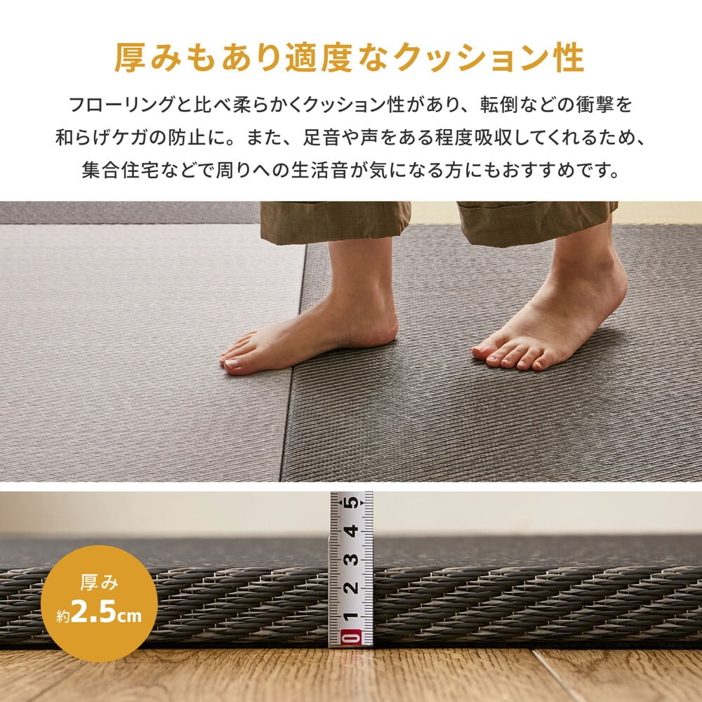 水拭きできる い草風 置き畳 綾模様 約65×65×2.5cm 1枚 半畳 縁なし フロア畳 ユニット畳 PP 滑り止め付き