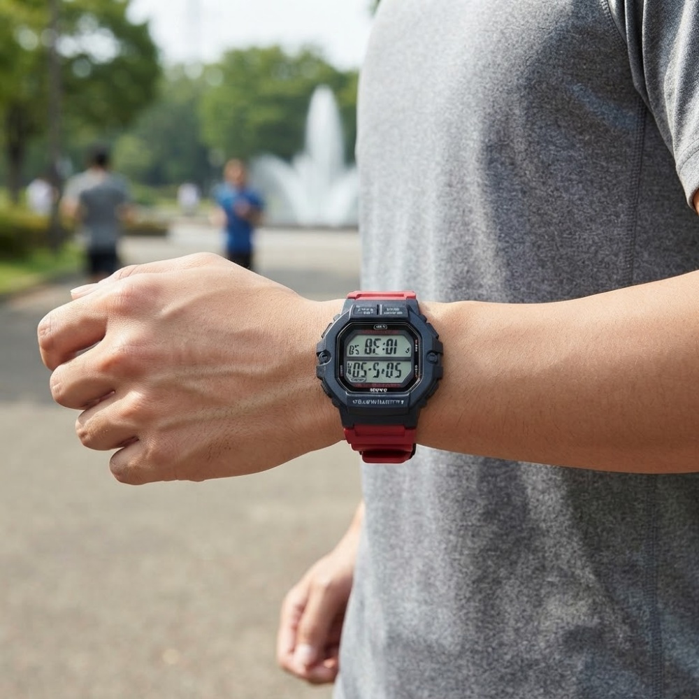 カシオ 腕時計 メンズ レディース デジタル ブラック レッド スポーツ ランニング 軽量 10気圧防水 10年電池 ラップタイム 誕生日 プレゼント ギフト CASIO 収納ケース付き 成人 卒業 入学