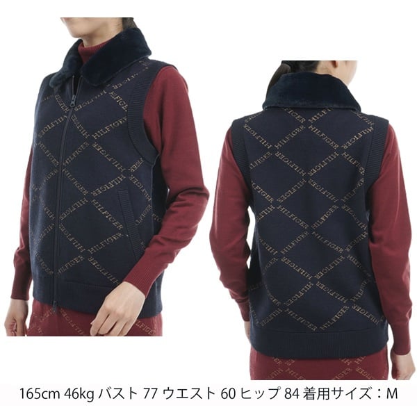 トミーヒルフィガー ゴルフ レディース ベスト モノグラムジャカード ファートリム ニットベスト TOMMY HILFIGER GOLF THLA487 秋冬モデル お誕生日祝い お祝い 記念品 30代 40代 50代 60代 母の日 お母さん 還暦祝い 敬老の日 彼女 人気プレゼント プレゼント