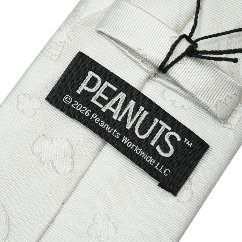 ピーナッツ／ネクタイ　(バルーン柄）フォーマル ホワイト プレゼント ギフト Peanuts シルク100% ブランドネクタイ キャラクター ビジネス フレッシャーズ 送料無料 PN914510白