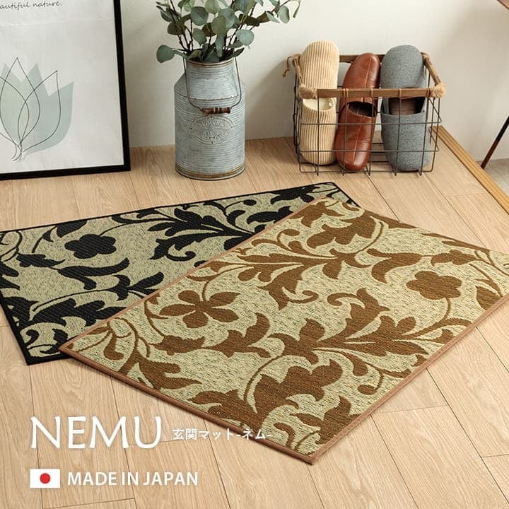 夏ラグ 夏用カーペット 玄関マット 花柄 高級感 室内 おしゃれ 玄関 マット い草ラグ 日本製 抗菌防臭 国産 滑り止め い草 約70×120cm
