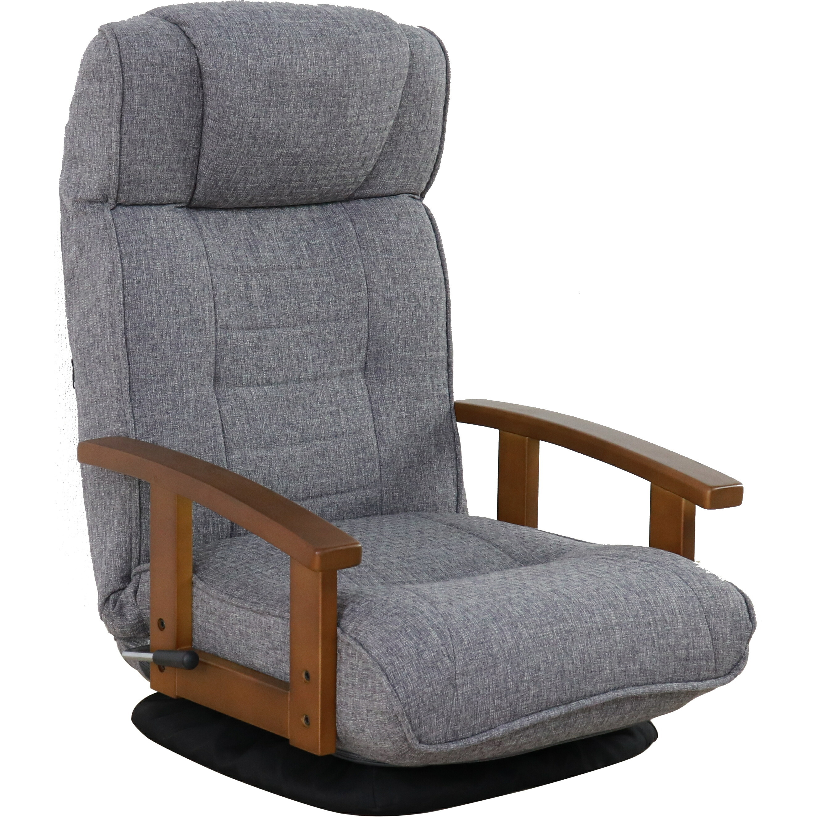 高座椅子 アクシス 回転式 リクライニング 完成品 ポケットコイル グレー・ダークブラウン W58xD67-122xH75cm座面高23cm 座椅子 リクライニングチェア パーソナルチェア 肘付き グレイ ダークブラウン おしゃれ