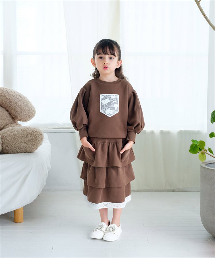 Rora 子供服 通販 キッズセットアップ 長袖 トレーナー女の子 ガールズおしゃれ上品 通学通園小学生 秋服冬服春服 かわいい トップス カジュアル 保育園 スカート 幼稚園 上下セット おでかけ ギフトプレゼント