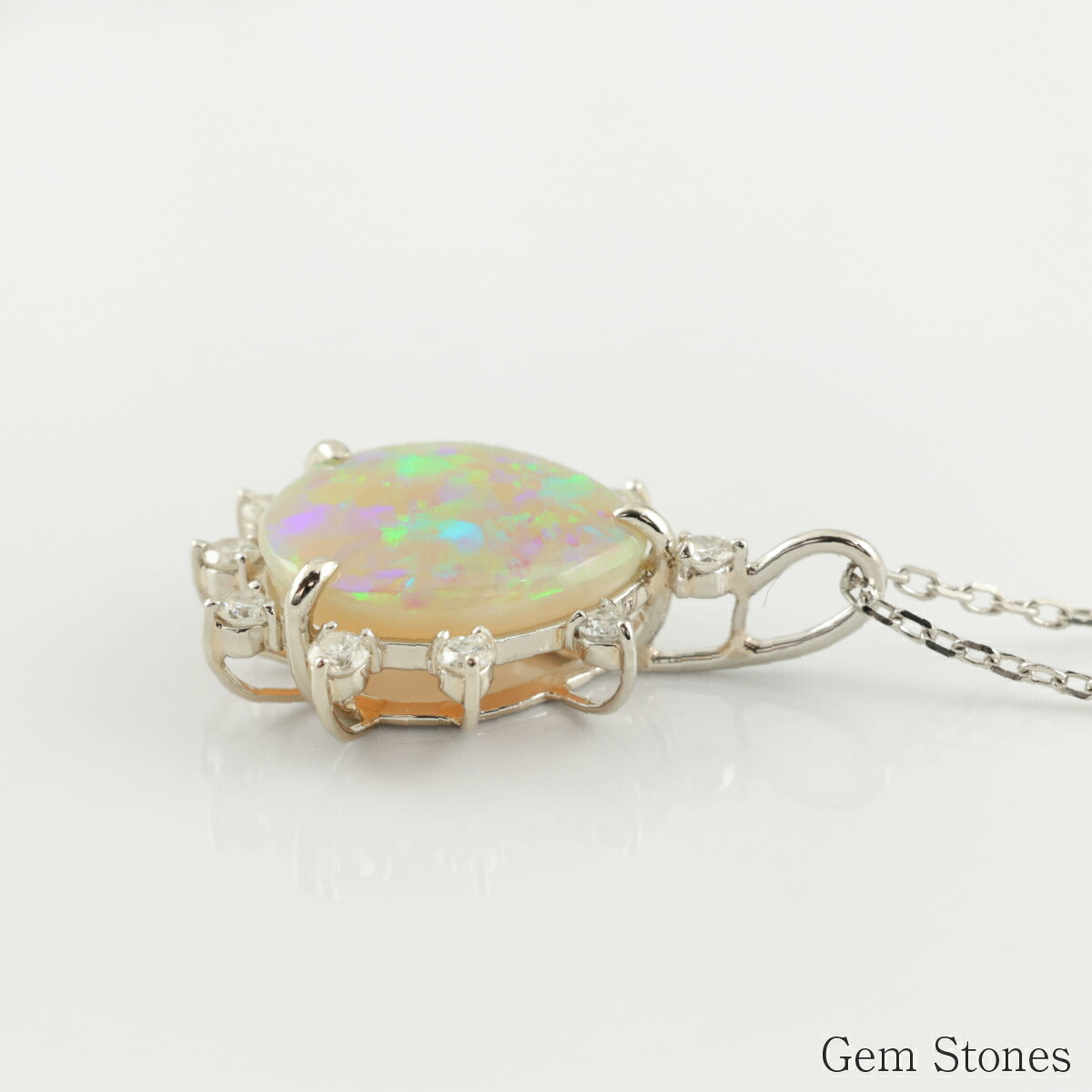 オパール ネックレス 1.205ct ダイヤモンド プラチナ Pt900 ペンダント シンプル エレガント 上品 レディース 宝石 ダイヤ 一粒 一石 ジュエリー 10月 誕生石 プレゼント