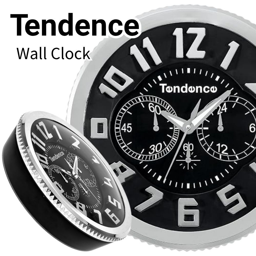 テンデンス 壁掛け時計 ウォールクロック 36cm ブラック 大型 3D 立体 インデックス TENDENCE WALL CLOCK クオーツ おしゃれ インテリア プレゼント ギフト 成人 卒業 入学