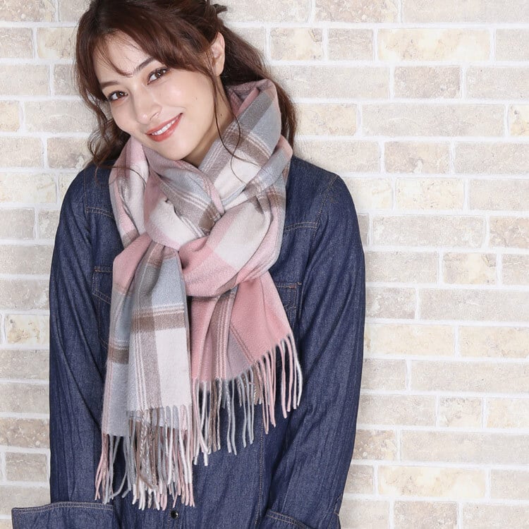 カシミヤ 100% ストール レディース 【名入れ刺繍可能】チェック柄 カシミヤ100% マフラー ストール【200cm×60cm】大判 厚手 ブリットチェック 柄 カシミヤマフラー 秋 冬 誕生日 母 ギフト プレゼント 7F (02000191r)