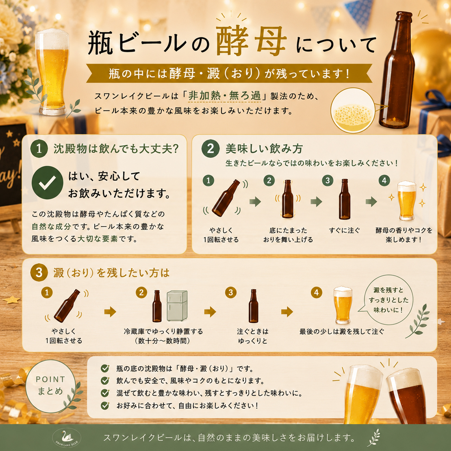 特選 ギフト 贈り物 プレゼント バースデーラベル使用  ビール クラフトビール 世界一 金賞受賞 3本 瓶 330ml  バースデーカード付き　飲み比べ 金賞受賞 スワンレイクビール 飲み比べ