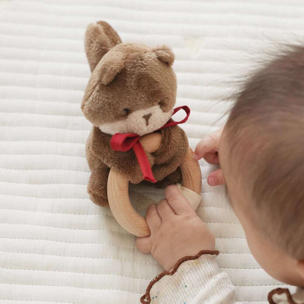amanoppo ふんわりラトル こぐまくん りすくん うさぎさん 動物 ファーストトイ おしゃぶり・歯固め 木のおもちゃ ギフト プレゼント 出産祝い