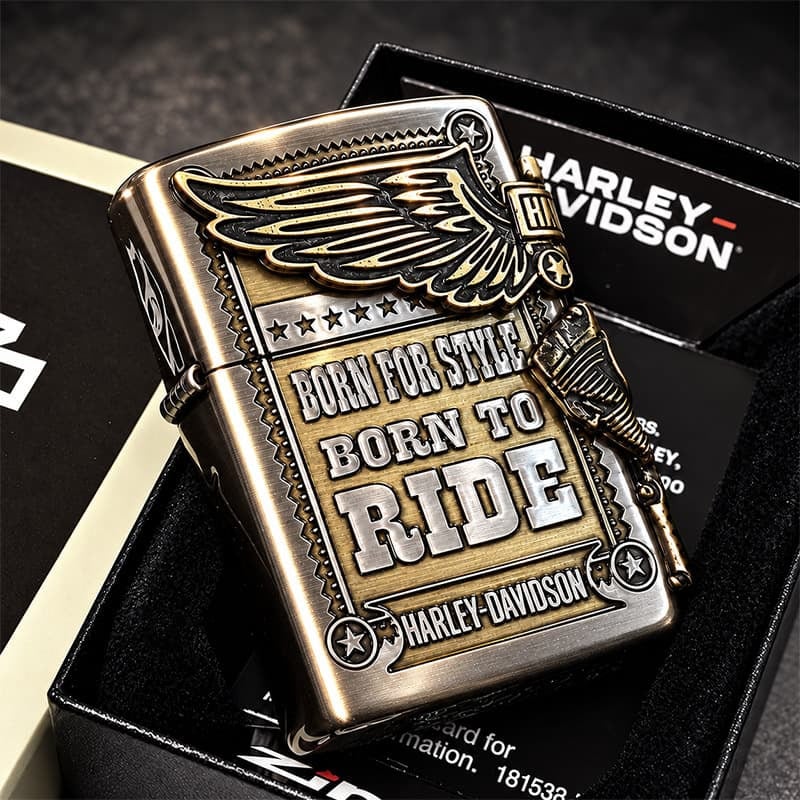 ZIPPO ライター ハーレー ダビッドソン ジッポ アンティークシルバー＆ゴールド 金銀 古美仕上げ 3面メタル イーグル 日本国内限定モデル かっこいい ギフト ジッポー