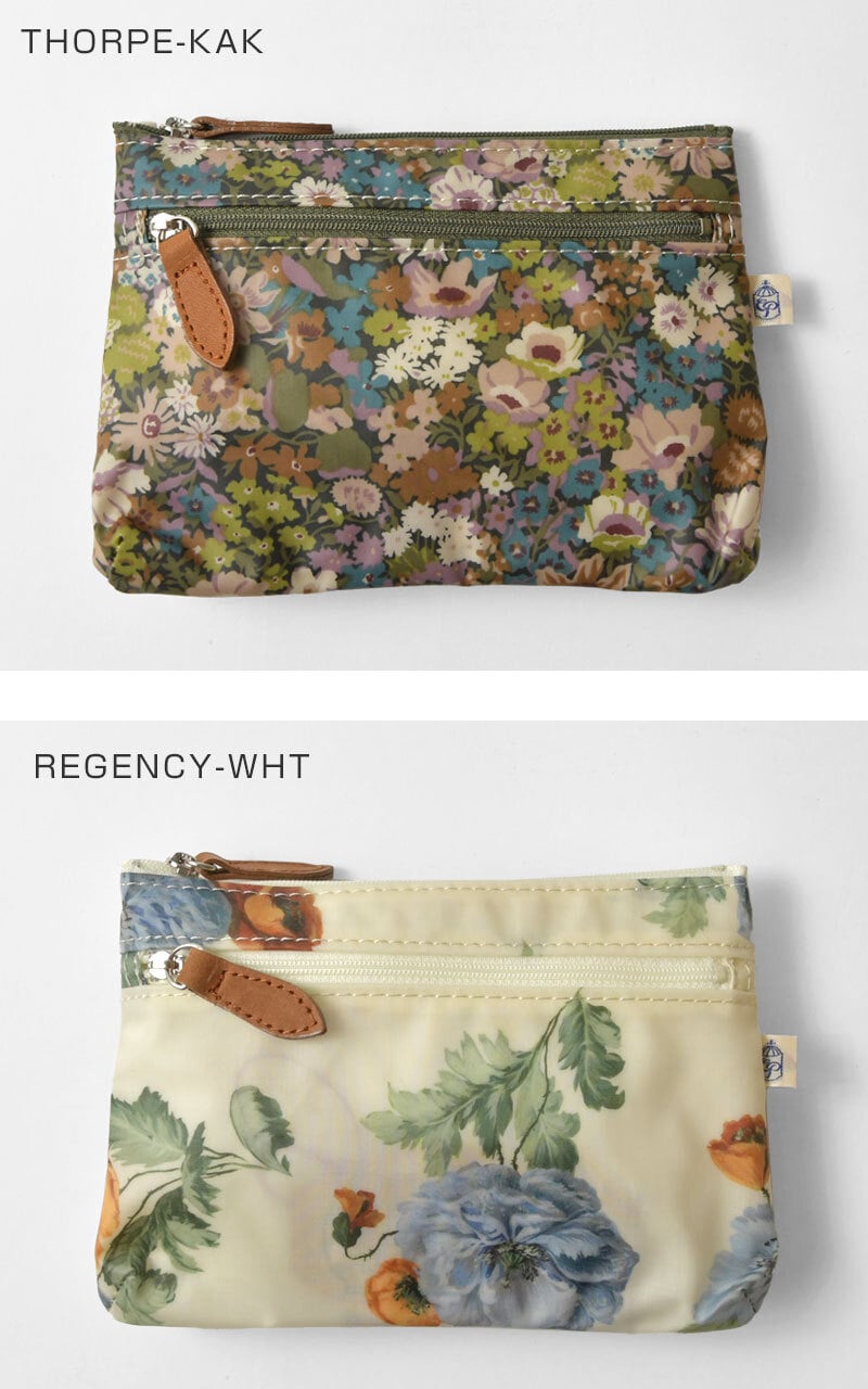 【CouPole クーポール】リバティ プリント Wファスナー ポーチ (CC-68001)レディース LIBERTY ミナ ペルホネン 花柄 フラワープリント 防水 撥水 薄型 小物入れ コスメ 化粧 メイク サニタリー 収納 旅行 トラベル 母の日 クリスマス ギフト プレゼント