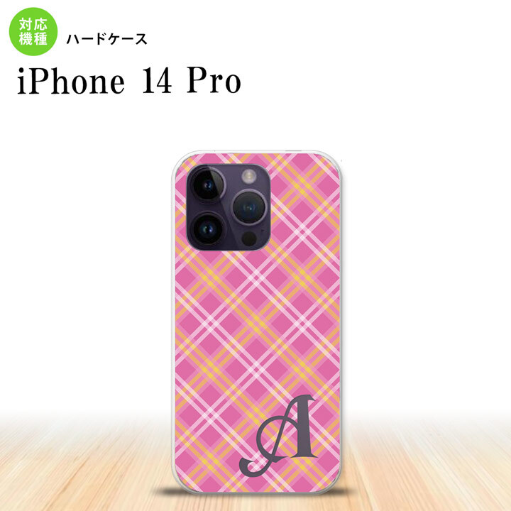 iPhone14 Pro iPhone14 Pro スマホケース 背面ケース ハードケース チェック A ピンク +アルファベット 2022年 9月発売 nk-i14p-433i