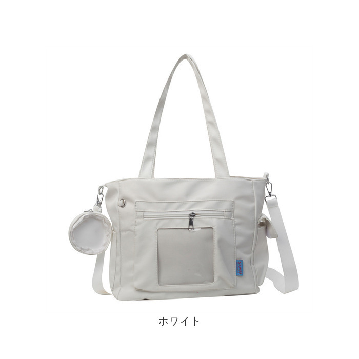 推し活トート 通販 推し色カラー トートバッグ クリアポケット デコバッグ オタ活バッグ ヲタ活バッグ 缶バッジバッグ ショルダーバッグ 大容量トート 見せバッグ 2wayショルダー レディースバッグ 通学レッスンバッグ イベントライブ用 痛バ