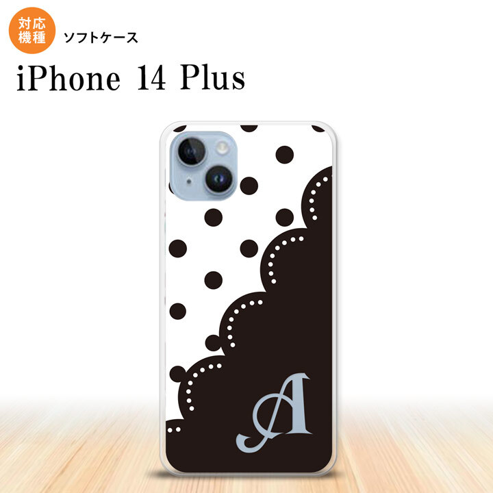 iPhone14 plsu iPhone14 plsu スマホケース 背面ケースソフトケース ドット レース A 黒 +アルファベット 2022年 10月発売 nk-i14pl-tp344i