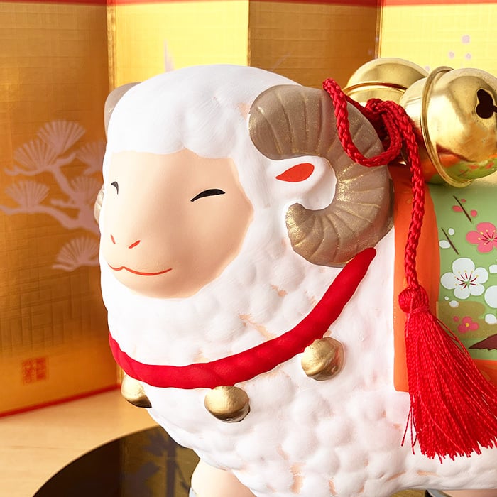 干支 置物 薬師窯 錦彩招福未 (福鈴飾り) 79 干支の置物 羊 未 未年