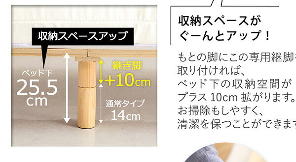 脚付きロールマットレス Uniteシリーズ 専用継ぎ脚 ６本セット SS/S/SDサイズ専用 新生活