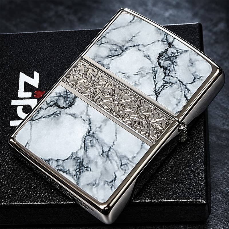 ZIPPO おしゃれ ライター アラベスク＆大理石 ジッポ Arabesque Marble 両面加工 彫刻 シルバー ホワイト かっこいい メンズ ギフト プレゼントッポ ライター かっこいい 5面加工 エッチング彫刻 金赤 金タンク メンズ プレゼント ギフト
